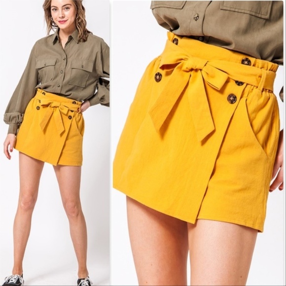 MODA ME COUTURE Pants - LILY Mustard Skort / Skirt